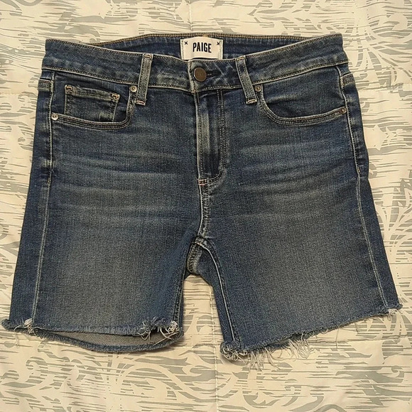 Paige Skyline Skinny Altered Cutoff Denim Shorts Size 27 - Picture 3 of 8
